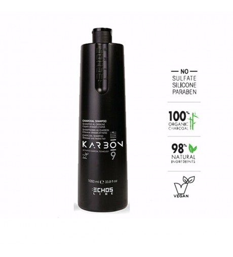 Karbon 9 - Shampoo al carbone per capelli stressati e trattati 1000ml Echosline
