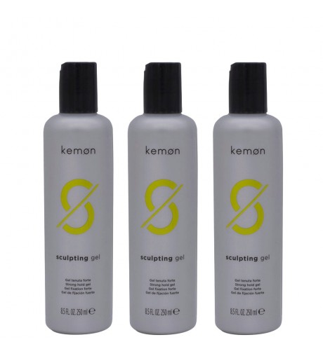 Kit da 3 Kemon - Sculpting Gel, Modellante per Capelli con Effetto Bagnato 250 ml